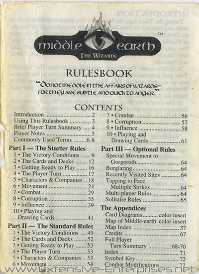Middle-Earth The Wizards (Unlimited) Rule Book